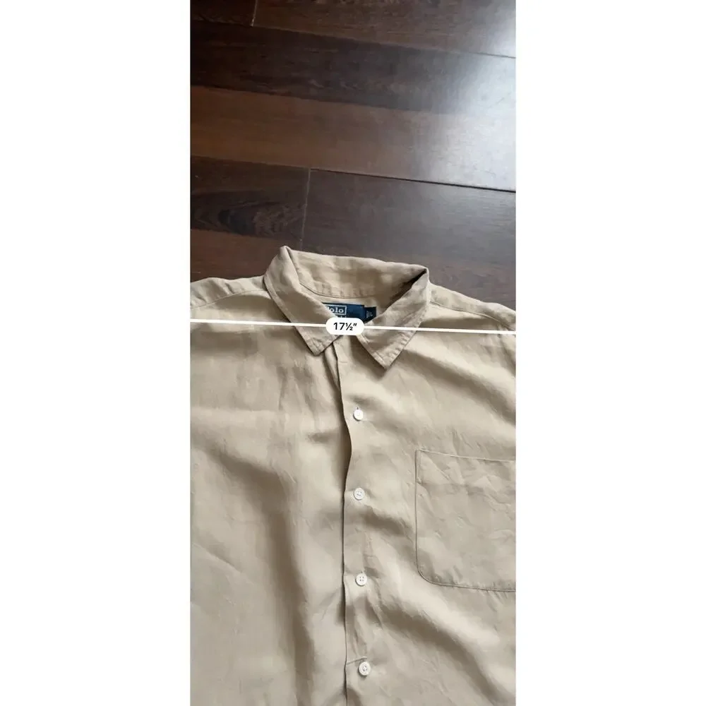 Vintage Polo Ralph Lauren Caldwell Camp Loop Shirt Mens Large L Linen Silk Blend